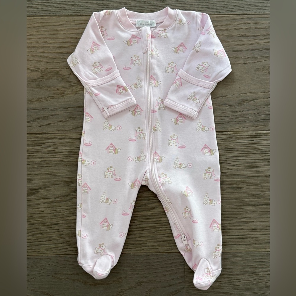 Kissy Kissy Light Pink Baby Footie with Dog Print